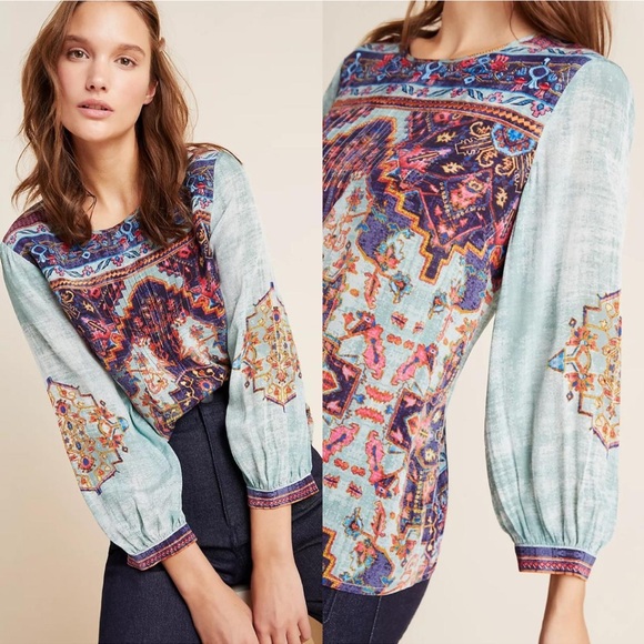 Vineet Bahl Tops - Anthropologie Vineet Bahl 1X Prudence Bohemian Print Women's Top